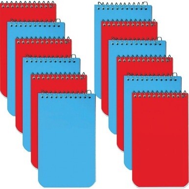 Rediform Wirebound Memo Notebooks - 60 Sheets - Wire Bound - 3&quot; x 5&quot; - White Paper - Assorted Cover - 12 / Box