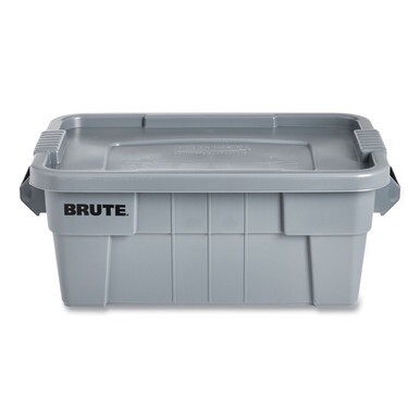 BRUTE Tote with Lid, 14 gal, 27.5&quot; x 16.75&quot; x 10.75&quot;, Gray