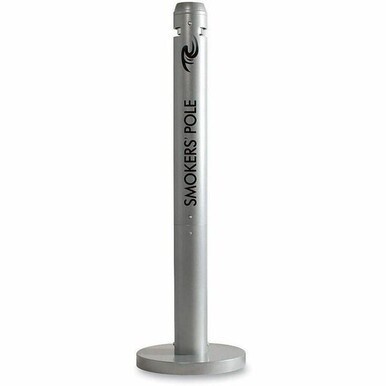 Rubbermaid Commercial Freestanding Smoker&#39;s Pole - Round - 4&quot; Opening Diameter - 41&quot; Height - Aluminum - Silver - 1 Each