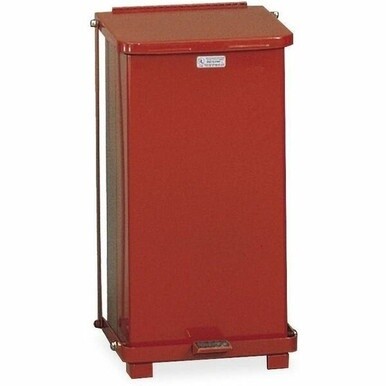 Rubbermaid Commercial Defenders Steel Step Cans - Waste Receptacle,Step,Steel,6.5 Gal,10.5&quot;x10.5&quot;x20.5&quot; ,Red