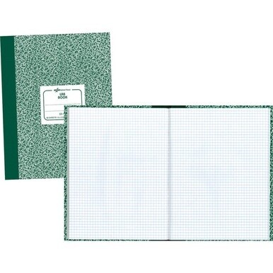 Rediform Lab Composition Notebook - 60 Sheets - Sewn - 7 7/8&quot; x 10 1/8&quot; - White Paper - Green Marble Cover - Recycled - 1 Each