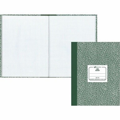 Rediform Lab Composition Notebook - 96 Sheets - Sewn - 7 7/8&quot; x 10 1/8&quot; - White Paper - Green Marble Cover - Recycled - 1 Each