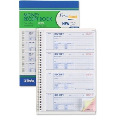 Rediform Prestige Money Receipt Book - 100 Sheet(s) - Wire Bound - 3 PartCarbonless Copy - 7.62&quot; x 8.50&quot; Sheet Size - 1 Each