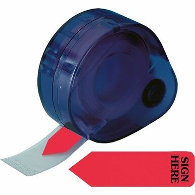Redi-Tag Sign Here Reversible Flags In Dispenser - 120 x Red - 1.88&quot; x 0.56&quot; - Arrow - &quot;SIGN HERE&quot; - Red - Removable, Self-adhesive - 120 / Pack