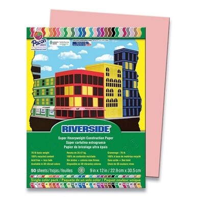 Riverside Construction Paper, 76 lb Text Weight, 9 x 12, Salmon, 50/Pack