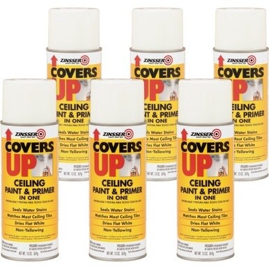 Zinsser COVERS UP Ceiling Paint/Primer in One - 13 fl oz - 6 / Carton - White