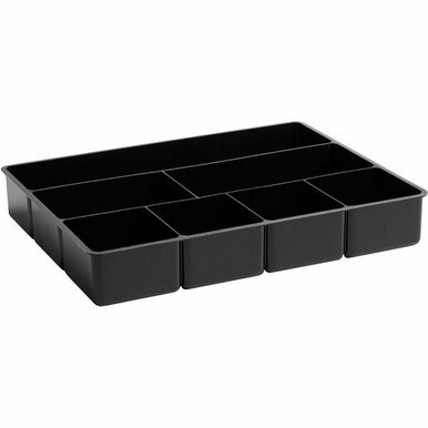 Rubbermaid Drawer Director Organizer Tray - 7 Compartment(s) - 12&quot; Height x 15&quot; Width x 2.4&quot; Depth - Black - Plastic - 1 Each