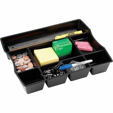 Rubbermaid Regeneration Plastic Drawer Organizer - 9 Compartment(s) - 2.5" Height x 11.9" Width x 14.9" DepthDesktop - 70% Recycled - Black - Plastic - 1 Each