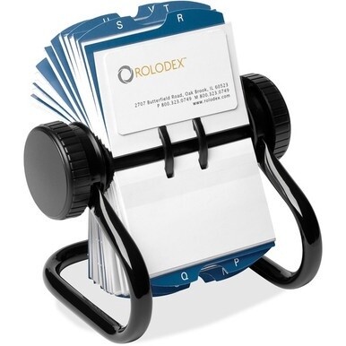 Rolodex Rotary A-Z Index Business Card Files - 400 Card Capacity - For 2.63&quot; x 4&quot; Size Card - 24 Index Guide - Black