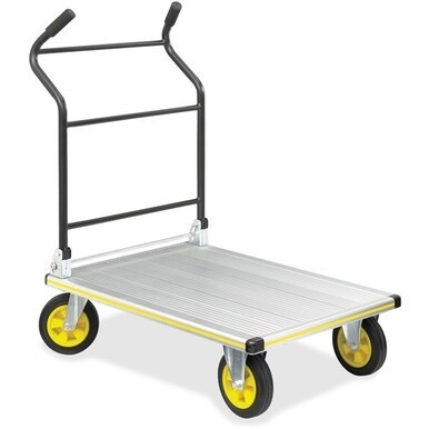 Safco Stow-Away Platform Hand Truck - Tubular Handle - 1000 lb Capacity - 4 Casters - 7&quot; Caster Size - Aluminum - x 24&quot; Width x 39&quot; Depth x 40&quot; Height - Aluminum Frame - Silver - 1 Each