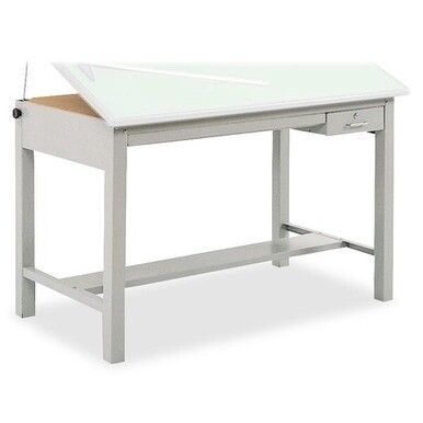 Safco Precision Drafting Table Base - Enamel Four Leg Base - 35.50&quot; Height x 56.38&quot; Width x 30.50&quot; Depth - Assembly Required - Gray - Steel - 1 Each