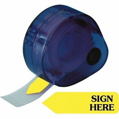 Redi-Tag Sign Here Removable Flags In Dispenser - 120 x Yellow - 1.88&quot; x 0.56&quot; - Arrow - &quot;SIGN HERE&quot; - Yellow - Removable, Self-adhesive - 120 / Pack