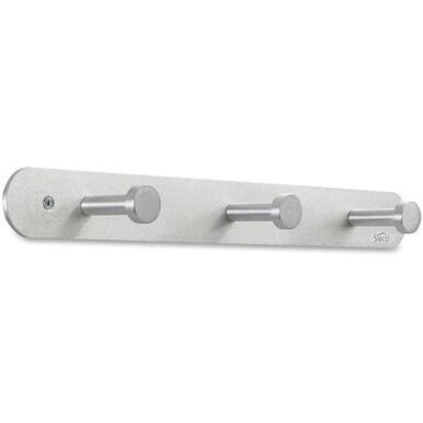Safco Nail Head Coat Hook - 3 Hooks - 30 lb (13.61 kg) Capacity - 1&quot; Size - for Garment - Aluminum - Silver - 1 Each