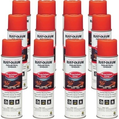 Rust-Oleum Industrial Choice Precision Line Marking Paint - 17 fl oz - 12 / Carton - Alert Orange