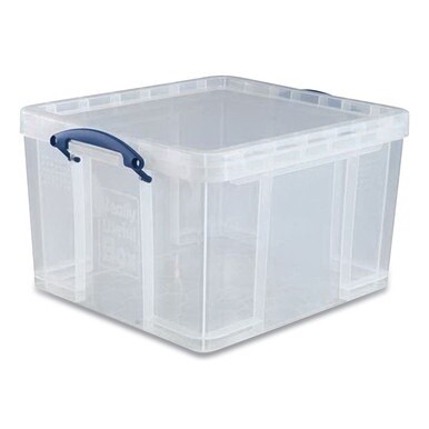 Snap-Lid Storage Bin, 11.09 gal, 17.31&quot; x 20.5&quot; x 12.25&quot;, Clear/Blue