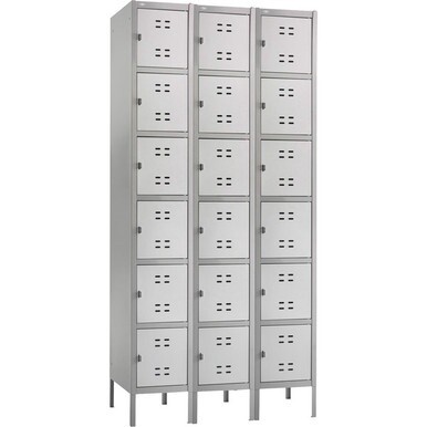 Safco Six-Tier Two-tone 3 Column Locker with Legs - 36&quot; x 18&quot; x 78&quot; - 3 x Shelf(ves) - Recessed Locking Handle - Gray - Steel