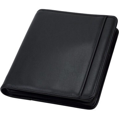 Samsill Letter Pad Folio - 8 1/2" x 11" - 3 Fastener(s) - 1" Fastener Capacity for Folder - 2 Exterior, Internal Pocket(s) - Vinyl, Metal - Black - 1 Each