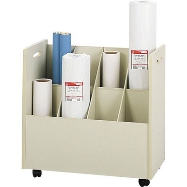 Safco Mobile Roll File - 50 lb Capacity - 4 Casters - 2&quot; Caster Size - Particleboard - x 30.3&quot; Width x 15.8&quot; Depth x 29.3&quot; Height - Putty - 1 Each