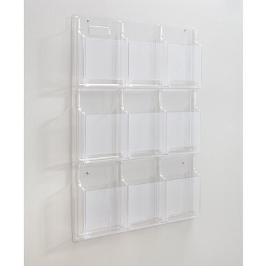 Safco 9-Pocket Magazine/Literature Display Rack - 9 Pocket(s) - 36.9&quot; Height x 30&quot; Width x 2&quot; Depth - Break Resistant - Clear - Plastic - 1 Each