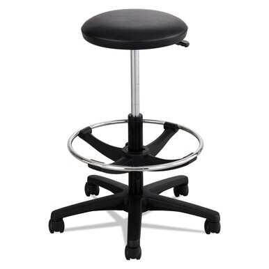 Extended-Height Lab Stool, Backless, Supports Up to 250 lb, 22&quot; to 32&quot; Seat Height, Black