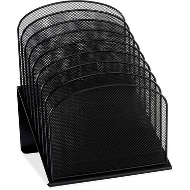 Safco Onyx Wire Mesh Desktop Organizer - 8 Compartment(s) - 1&quot; - 14&quot; Height x 11.8&quot; Width x 10.8&quot; DepthDesktop - Powder Coated - Black - Steel - 1 Each