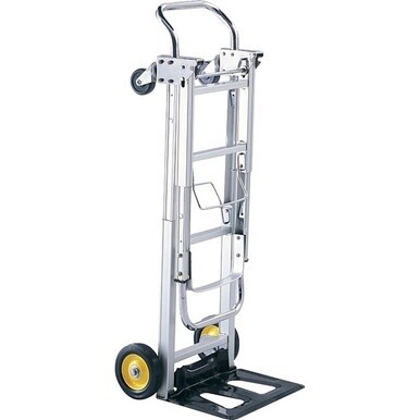 Safco HideAway Convertible Hand Truck - 400 lb Capacity - 4 Casters - 6&quot; , 3&quot; Caster Size - Aluminum - x 15.5&quot; Width x 43&quot; Depth x 36&quot; Height - Silver - 1 Each