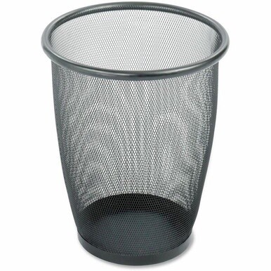 Safco Round Mesh Wastebaskets - 5 gal Capacity - Round - 13&quot; Opening Diameter - 14.5&quot; Height - Steel - Black - 1 Each
