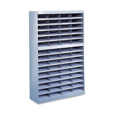 Safco E-Z Stor Steel Literature Organizers - 750 x Sheet - 60 Compartment(s) - Compartment Size 3&quot; x 9&quot; x 12.25&quot; - 60&quot; Height x 37.5&quot; Width x 12.8&quot; Depth - 50% Recycled - Enamel - Gray - Steel, Fiberb