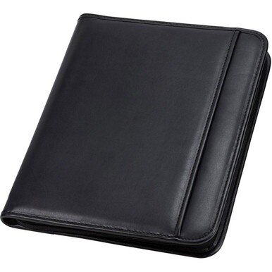 Samsill Letter Pad Folio - 8 1/2" x 11" - 6 Exterior, Internal Pocket(s) - Vinyl, Polyvinyl Chloride (PVC) - Black - 1 Each