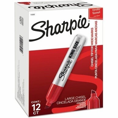 Sharpie King Size Permanent Marker - Chisel Marker Point Style - Red - Silver Plastic Barrel - 1 Dozen