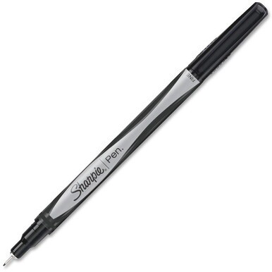 Sharpie Permanent Ink Pen - Fine Pen Point - Needle Pen Point Style - Black - Gray, Black Barrel - 4 / Pack