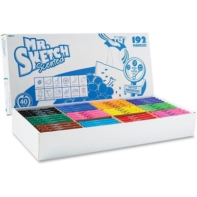 Mr. Sketch Scented Markers Classpack - Broad, Narrow, Medium Marker Point - Chisel Marker Point Style - Raspberry, Orange, Cherry, Banana, Mint, Apple Green, Blueberry, Grape, Cinnamon, Licorice, Melo