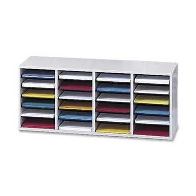 Safco Adjustable Shelves Literature Organizers - 24 Compartment(s) - Compartment Size 2.50&quot; x 9&quot; x 11.50&quot; - 16.4&quot; Height x 39.4&quot; Width x 11.8&quot; Depth - Gray - Wood - 1 Each