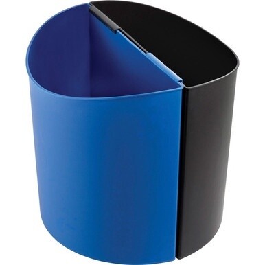 Safco Small Desk-Side Recycling Receptacle - 3 gal Capacity - Half-round - 13.5&quot; Height x 13&quot; Width x 8&quot; Depth - Plastic - Black, Blue - 1 Each
