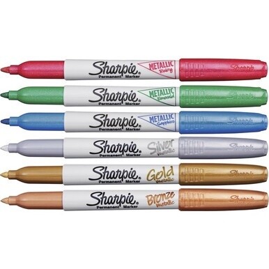 Sharpie Metallic Permanent Marker - Fine Pen Point - Bold Marker PointAlcohol Based Ink - 6 / Set
