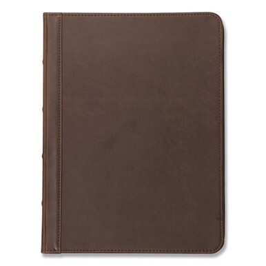 Vintage Hardback Zipper Portfolio, Vinyl, Dark Brown, 11 x 8.5