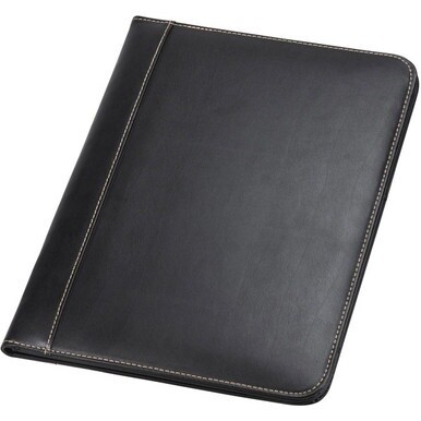 Samsill Letter Pad Folio - 8 1/2&quot; x 11&quot; - Leather - Black - 1 Each