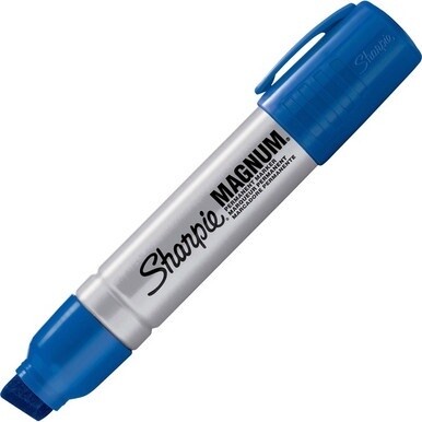 Sharpie Magnum Permanent Marker - Jumbo Marker Point - 15.87 mm Marker Point Size - Chisel Marker Point Style - Blue - Silver Plastic Barrel - 1 Each
