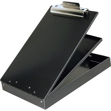 Saunders Aluminum Bottom Opening Form Holder - 1&quot; Clip Capacity - Storage for Stationary - Bottom Opening - 8 1/2&quot; x 12&quot; - Aluminum - Black - 1 Each
