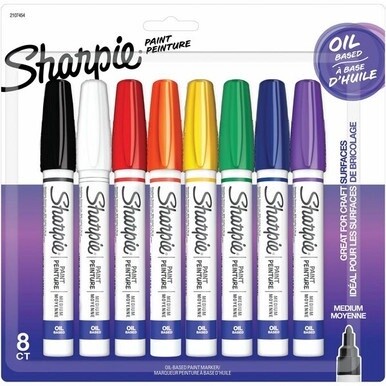 Sharpie Oil-Based Paint Markers - Medium Marker Point - Assorted Oil Based Ink - Metal Barrel - 8 / Pack
