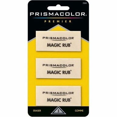Prismacolor Magic Rub Eraser - White - Vinyl - 1&quot; Width x 2.3&quot; Height x 0.4&quot; Depth x - 3 / Pack - Non-marring, Non-smudge, Smear Resistant