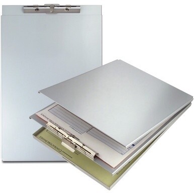 Saunders Top-Opening Storage Clipboard - 1.50&quot; Clip Capacity - Top Opening - 8 1/2&quot; x 12&quot; - Aluminum - Silver - 1 Each