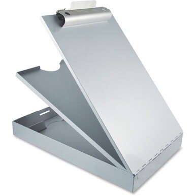 Saunders Cruiser Mate Form Holder with Storage - 1&quot; Clip Capacity - Storage for Stationary - 8 1/2&quot; x 12&quot; - Aluminum - Silver - 1 Each