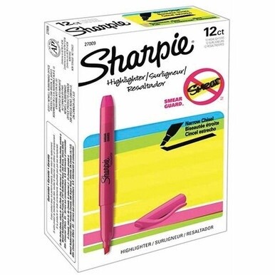 Sharpie Highlighter - Pocket - Chisel Marker Point Style - Fluorescent Pink - 1 Dozen