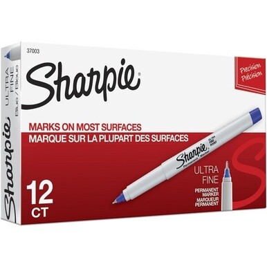 7520014114059 Sharpie Precision Permanent Markers - Ultra Fine, Fine Marker Point - Blue Alcohol Based Ink - 1 / Box