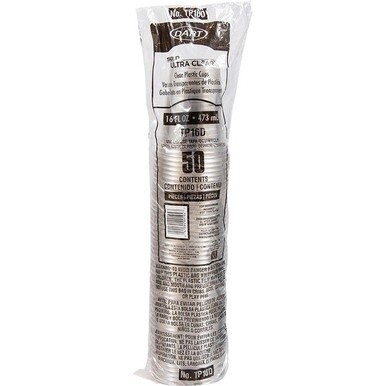 Solo Ultra Clear 16 oz Practical-Fill Cold Cups - 50 / Pack - Clear - Polyethylene Terephthalate (PET), Plastic - Cold Drink, Smoothie, Iced Coffee, Frozen Drinks, Beer