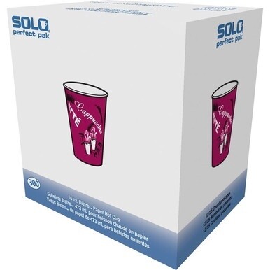 Solo 16 oz Bistro Design Hot Cups - 300 / Carton - Maroon - Poly Paper - Hot Drink, Coffee, Tea, Cocoa