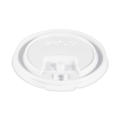 Lift Back and Lock Tab Lids for Paper Cups, Fits 8 oz Cups, White, 100/Sleeve, 10 Sleeves/Carton