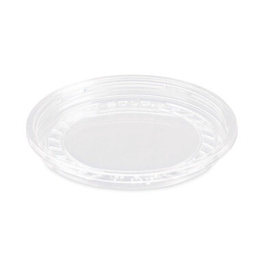 Bare Eco-Forward RPET Deli Container Lids, ProPlanet Seal, Recessed Lid, Fits 8 oz, Clear, Plastic, 50/Pack, 10 Packs/Carton