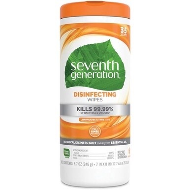 Seventh Generation Disinfecting Cleaner - Lemongrass Citrus Scent - 8&quot; Length x 7&quot; Width - 35 / Canister - 12 / Carton